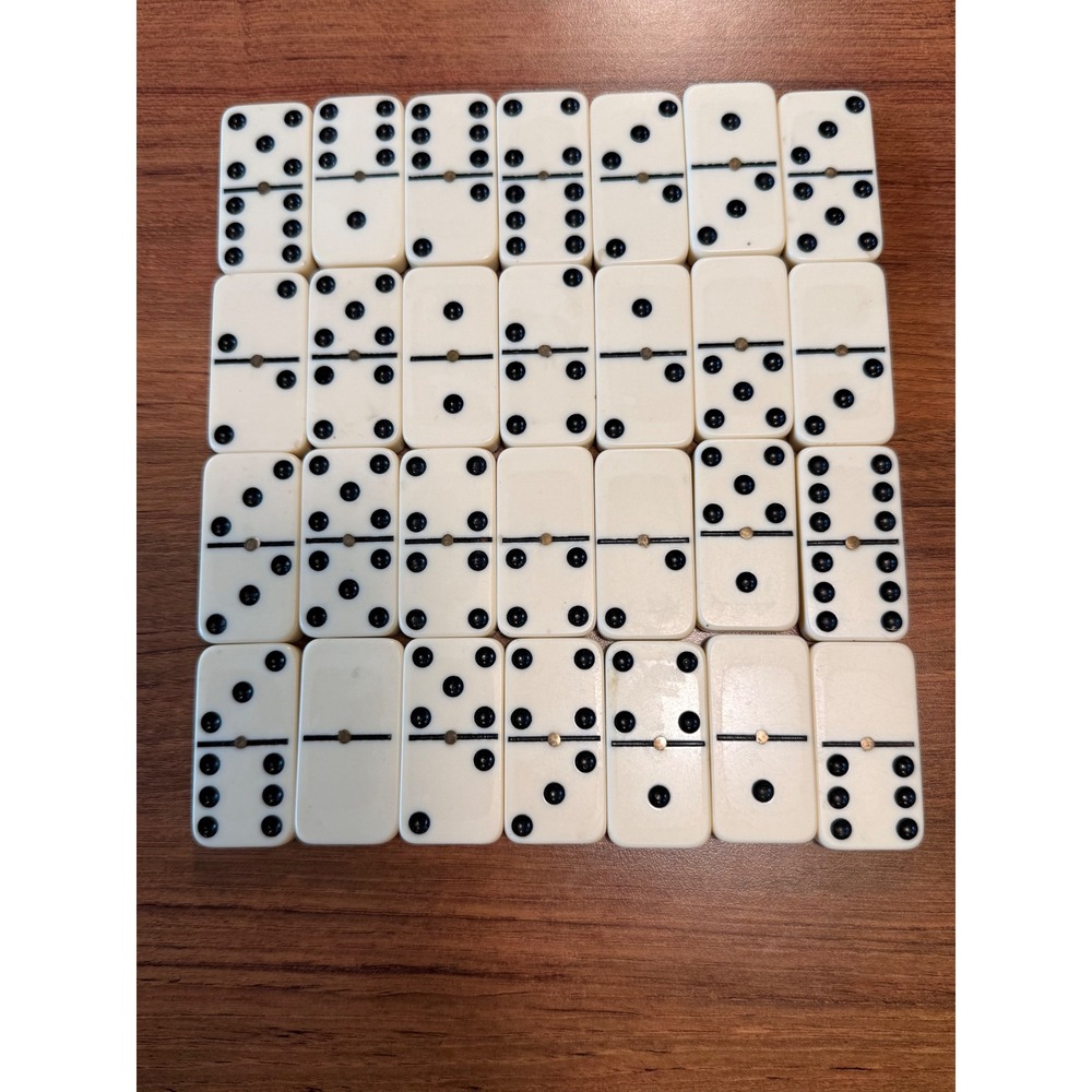 Vintage Double 6 Dominoes Set 28 Pcs with Spinners & Custom Wooden Box PSI Napa